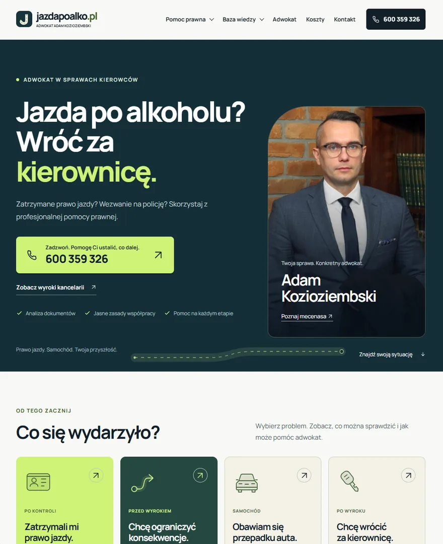 Strona adwokata w sprawach o jazdę po alkoholu - jazdapoalko.pl