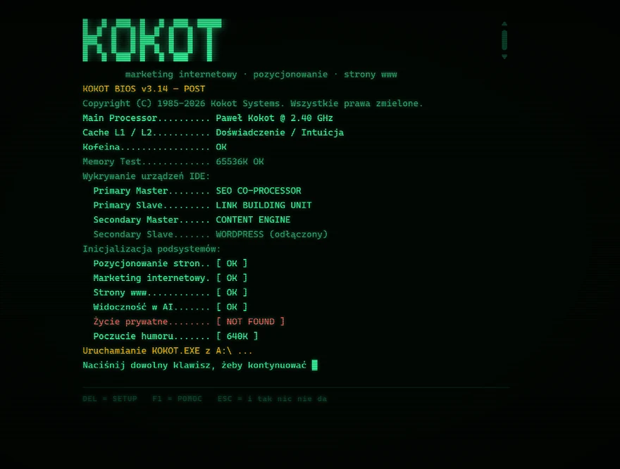Strona wizytówka Paweł Kokot - motyw terminala
