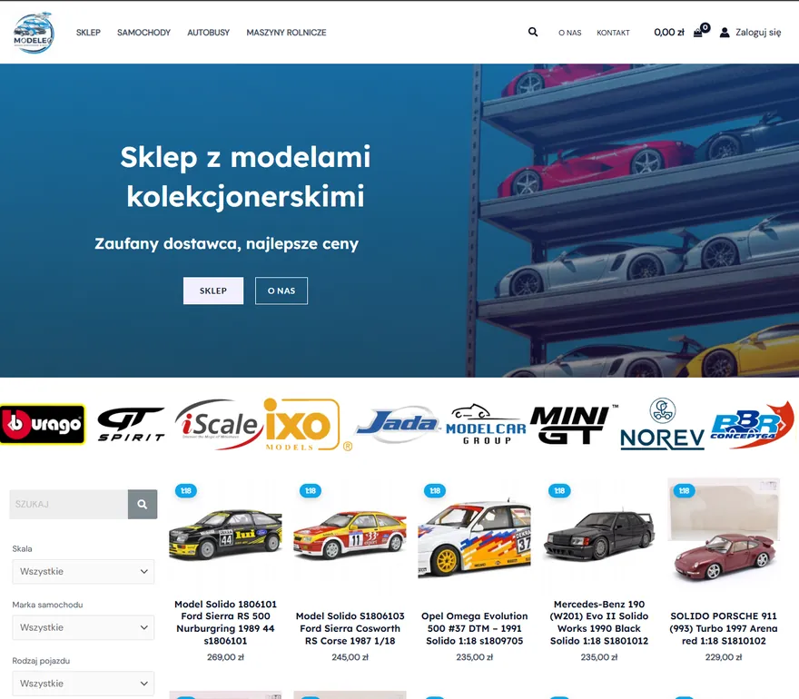 Sklep z modelami kolekcjonerskimi samochodów