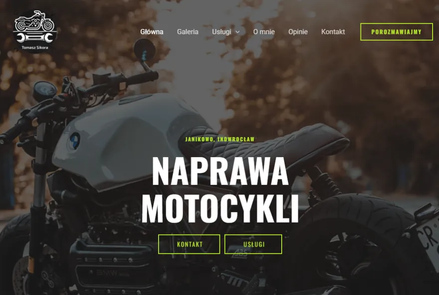 Strona warsztatu naprawy motocykli w Janikowie
