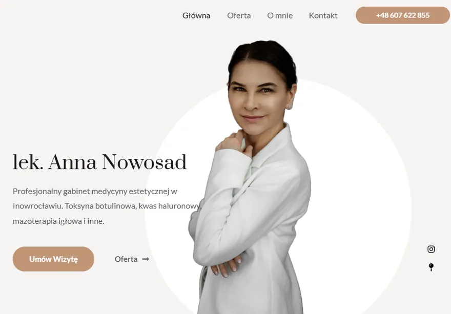Strona gabinetu medycyny estetycznej lek. Anny Nowosad